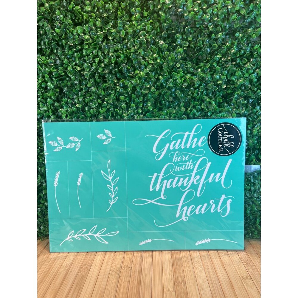 New GATHER HERE WITH THANKFUL HEARTS Chalk Couture Transfer Retired 12"x18"